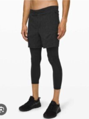 Lululemon Active Expert Short Tight 6" Heathered Black Black Men's Size Medium